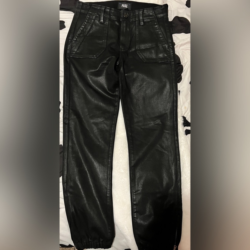 PAIGE denim The Mayslie Jogger ~Coated Denim in Black Ink